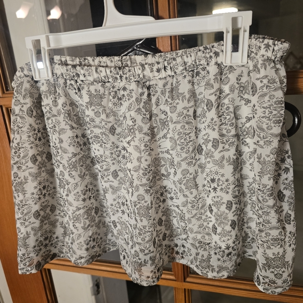 Anine Bing Floral Black and White Skirt Small NWT